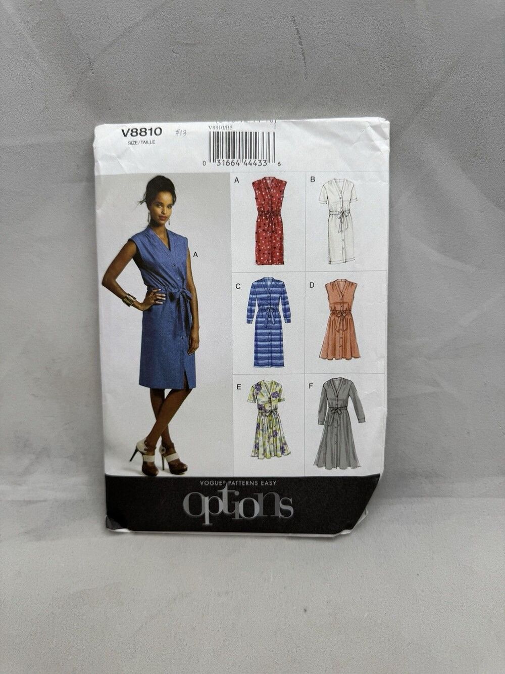Vogue V8810 Dress Belt Sewing Pattern Sleeve Variations Sz 8-16 Easy Options